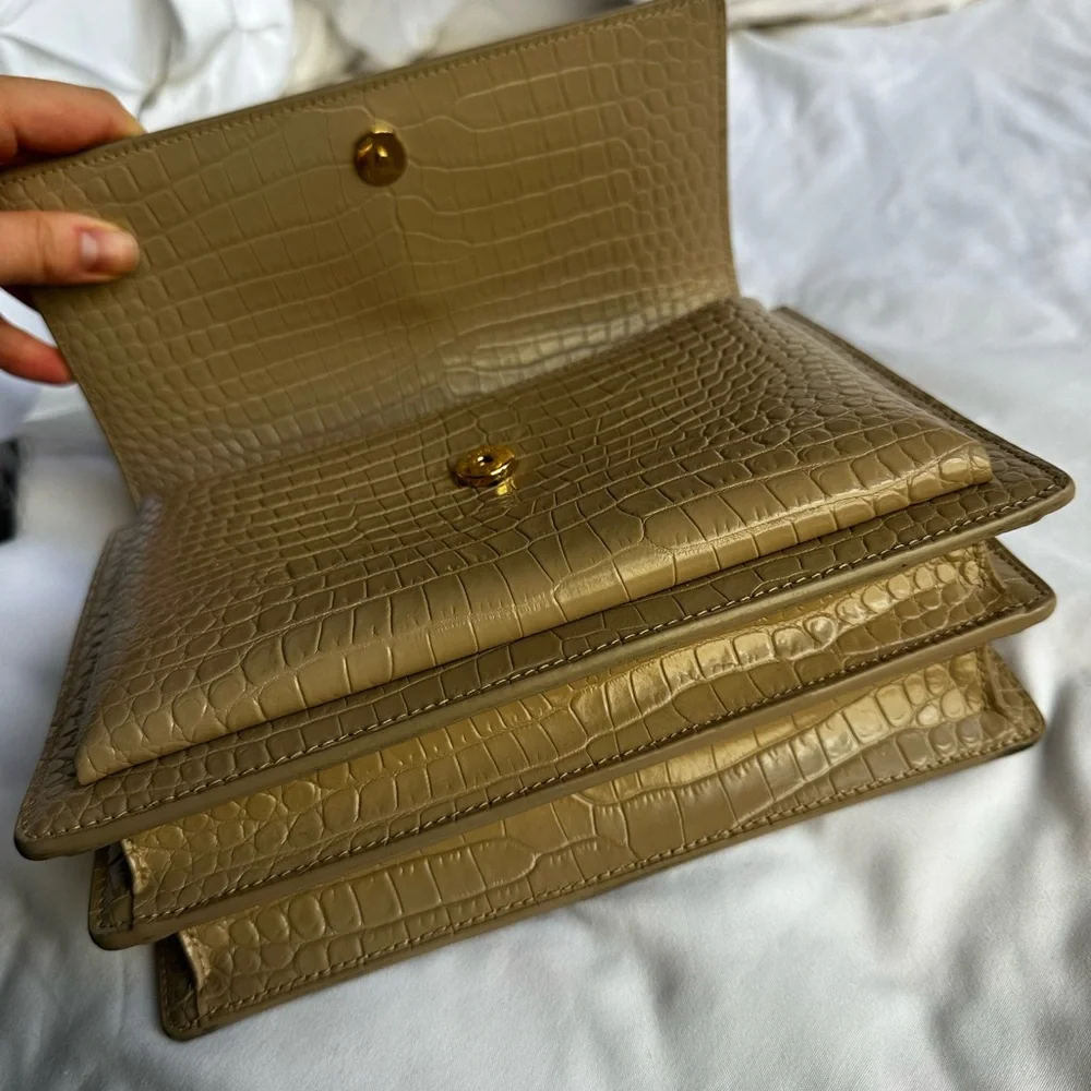 Saint Laurent Sunset Medium Croc Embossed Bag - Picture 9 of 15